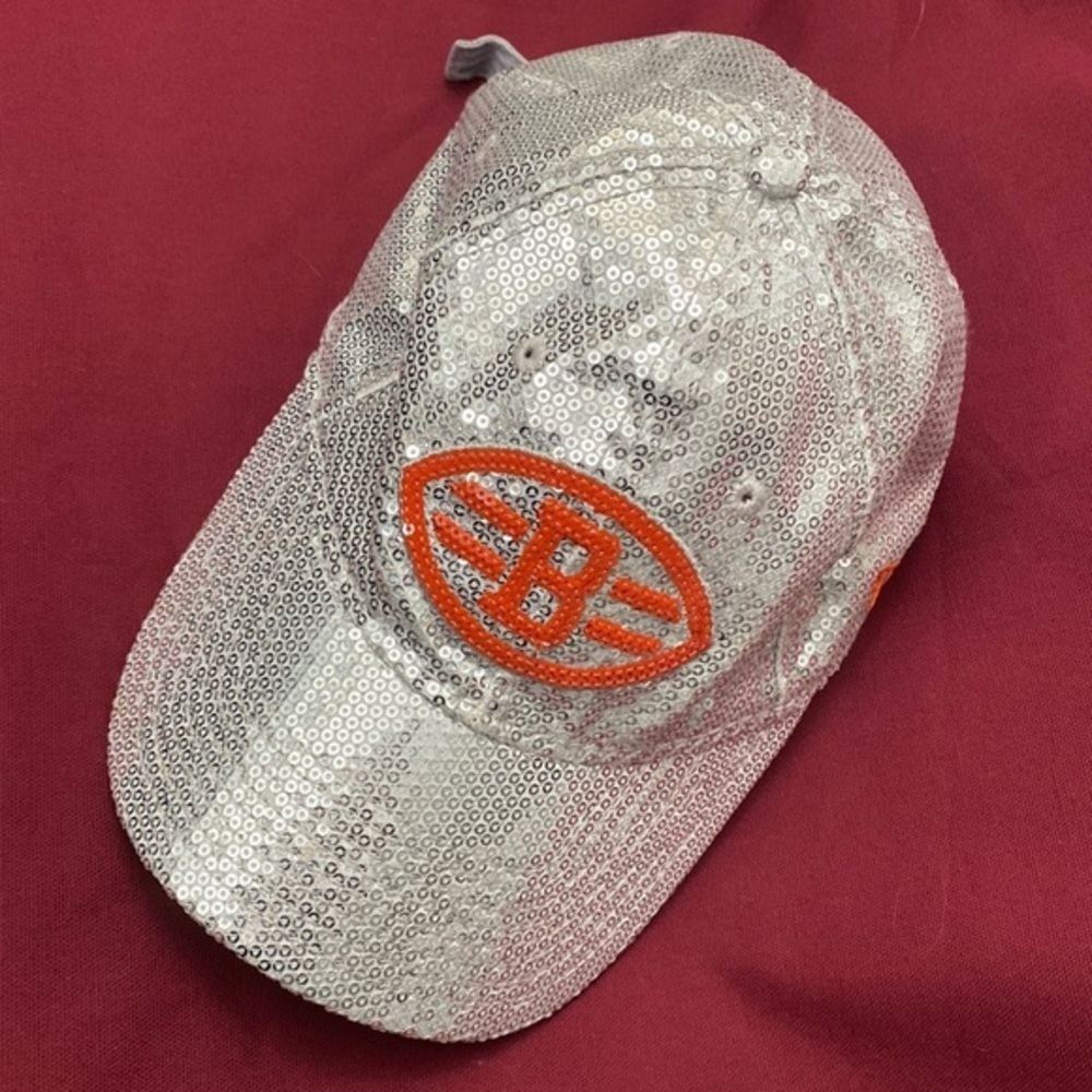 VICTORIA'S SECRET PINK Cleveland Browns NFL Hat Football Sequin Silver N…